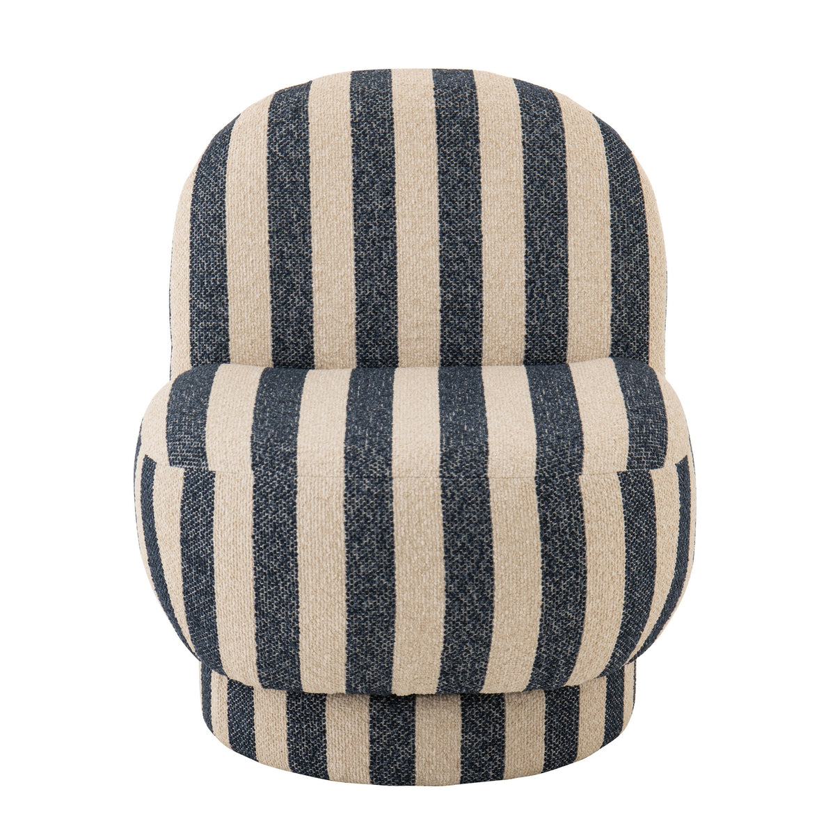 Fauteuil Lounge en Tissu Rayé Bleu/Blanc Cassé J-Line