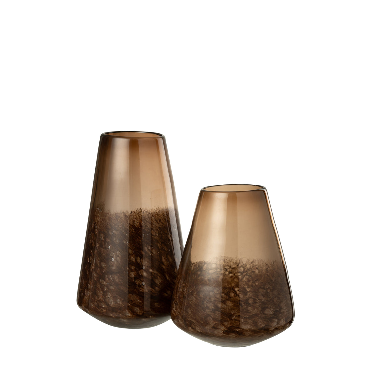 Lot de 2 vases en verre marron foncé Cone J-Line