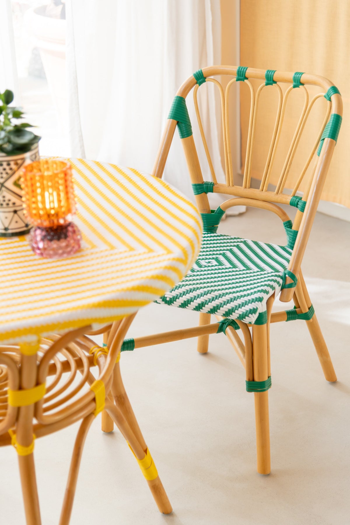 Chaise Rotin Vert foncé/Blanc J-Line