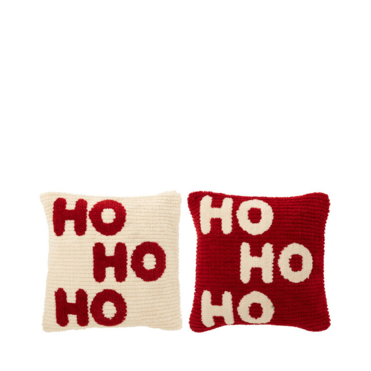 Set de Noël Plaid & Coussins de Noël HoHoHo Rouge/Blanc J-Line