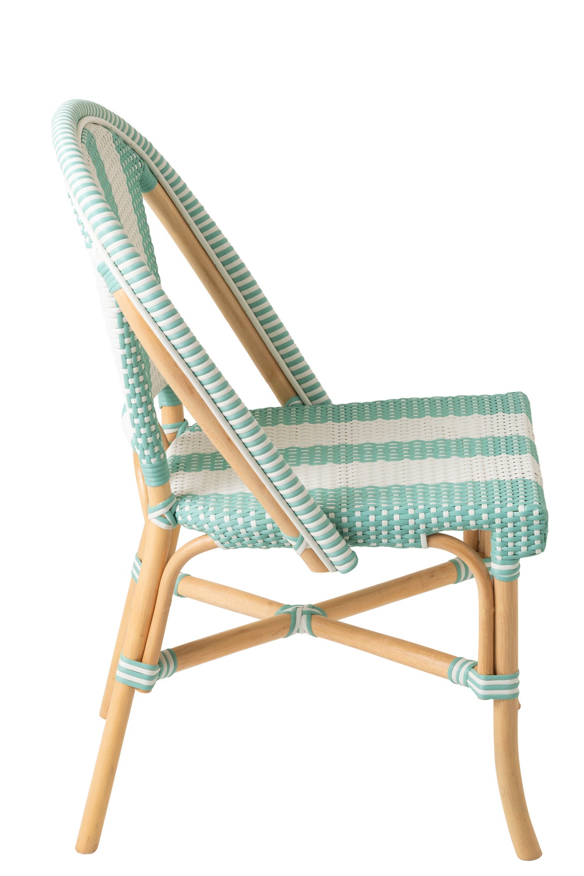 Chaise en rotin rayée bleu clair/blanc J-Line