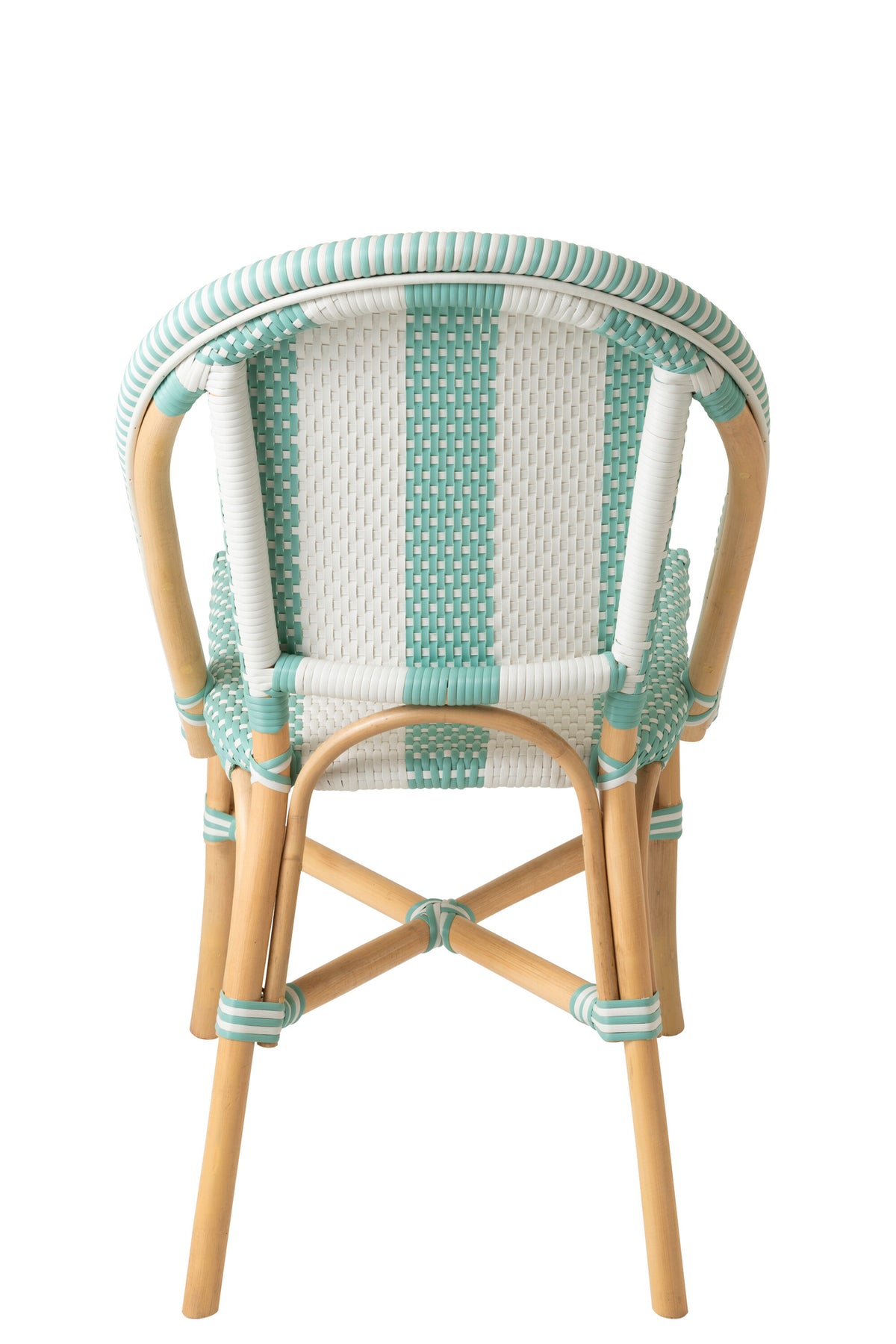 Chaise en rotin rayée bleu clair/blanc J-Line