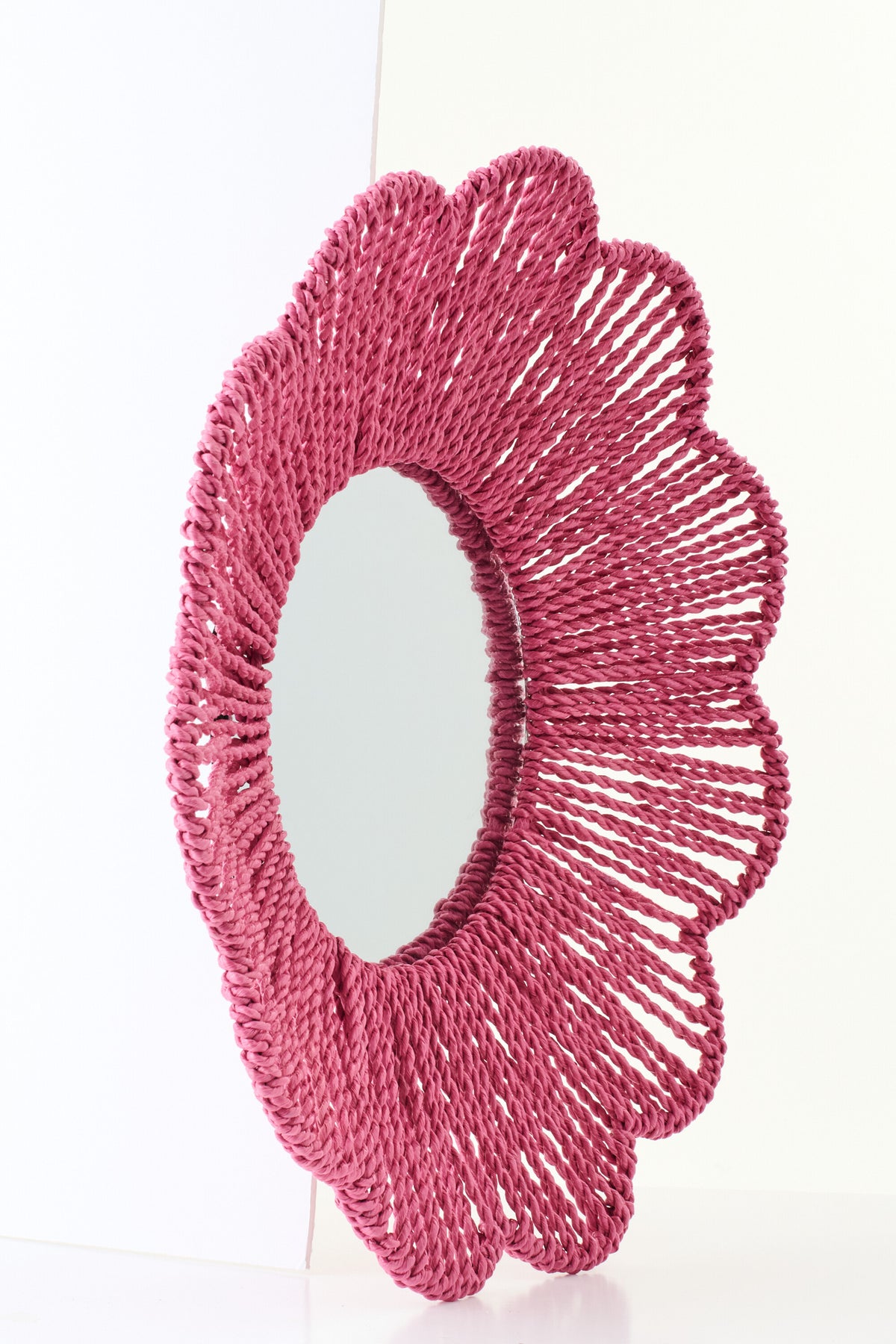 Miroir mural en raphia rose foncé J-Line