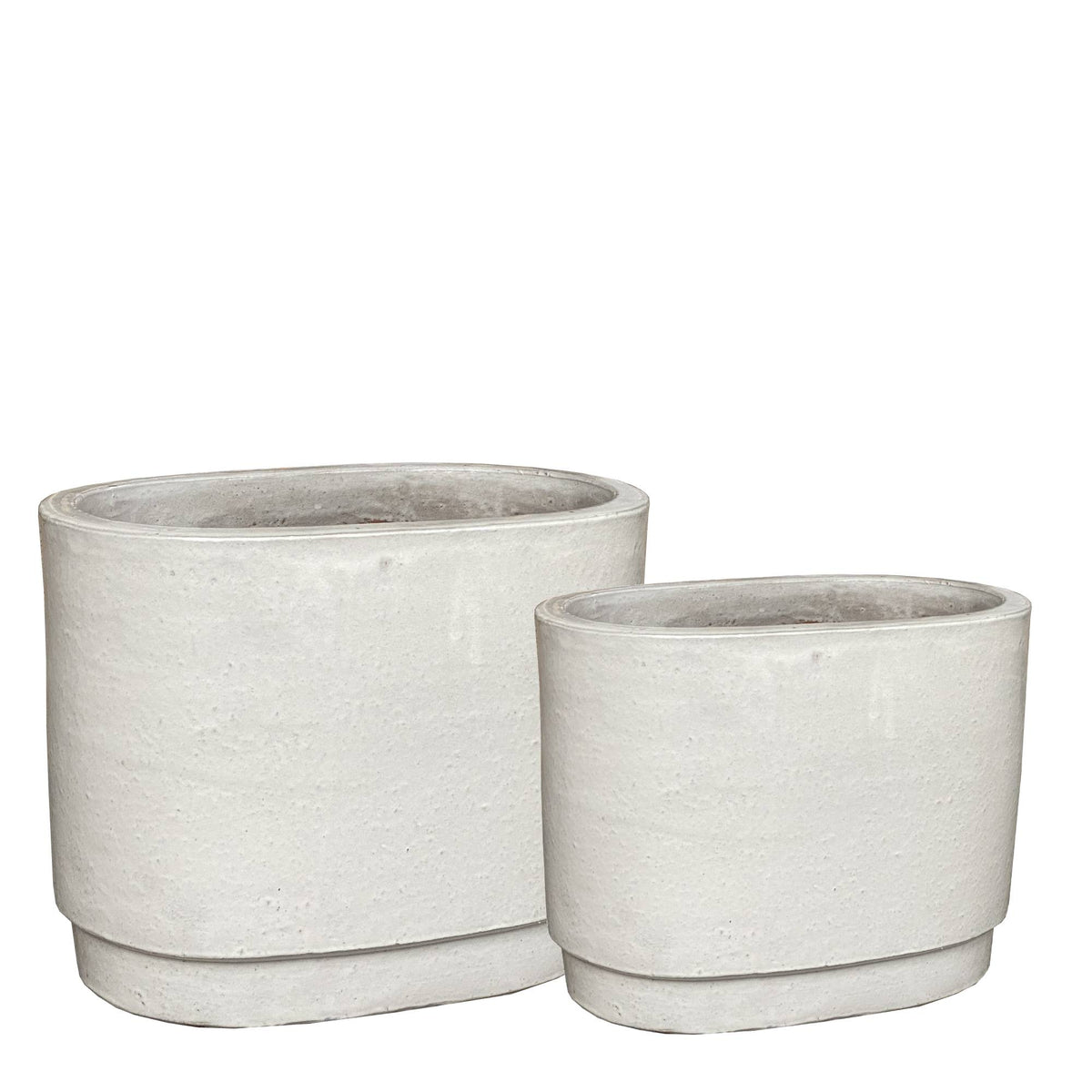 Pot Rae en céramique blanche ovale, lot de 2, PTMD