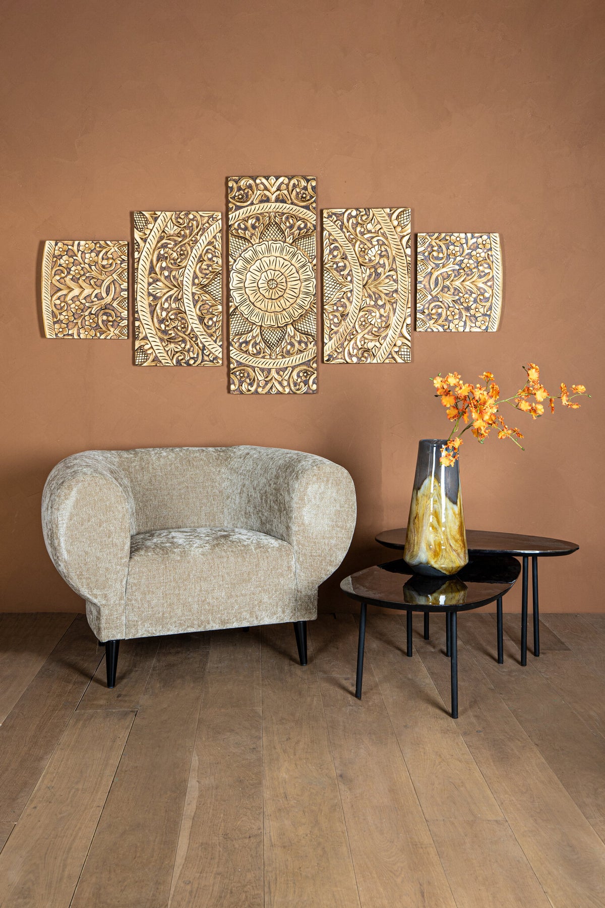 Panneau mural Sharlene - 180x90cm - MDF - Or PTMD