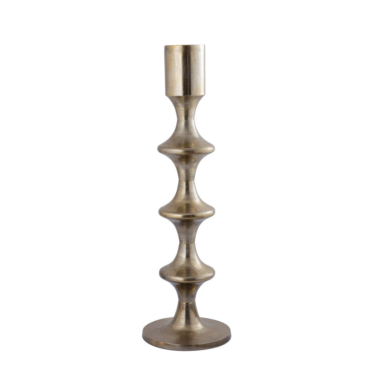 Bougeoir rond en alu Taika Gold avec onglets H92cm PTMD
