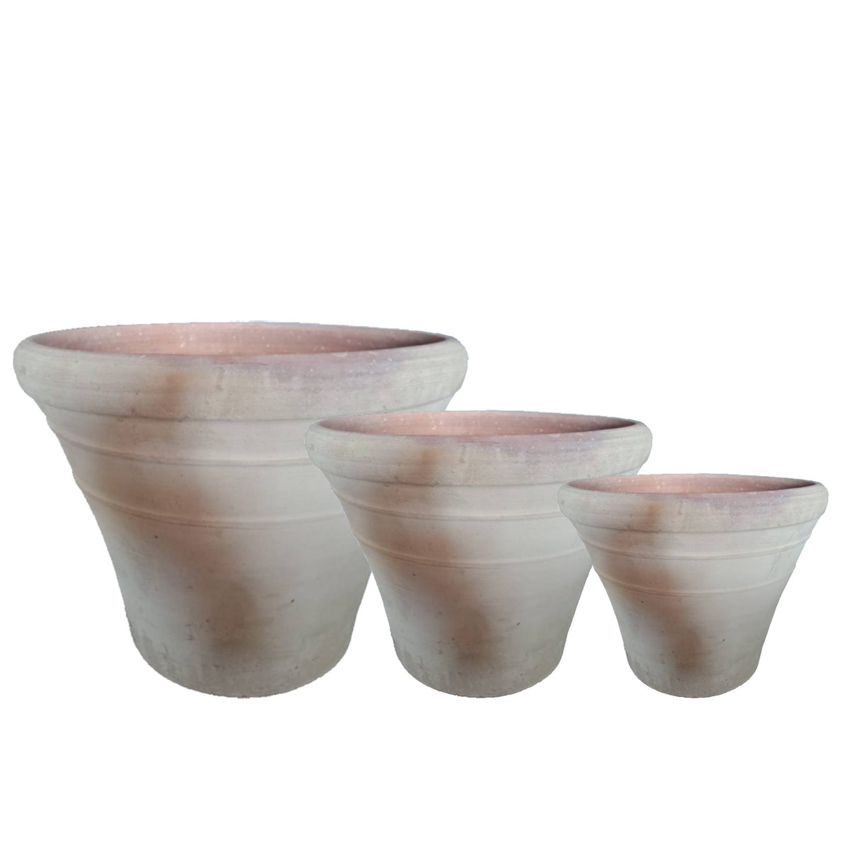 Pot Palle Beige Terracotta Lignes Rondes Lot de 3 PTMD