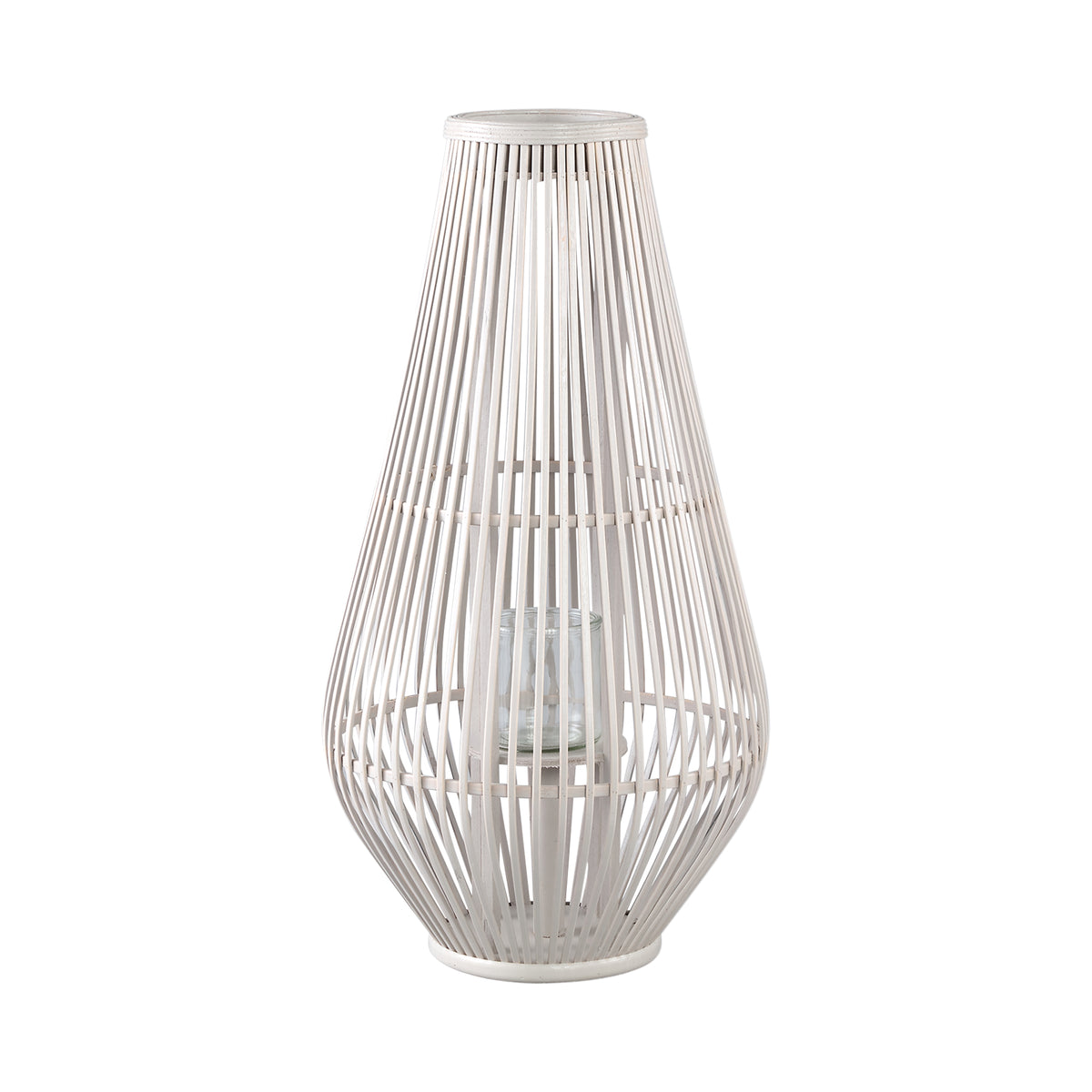 Lanterne Lysia L- 35x35x68 cm - Verre - Blanc PTMD