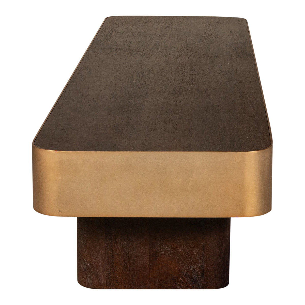 Table basse Warren en bois marron et métal doré PTMD