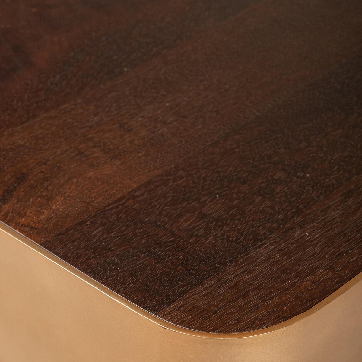 Table basse Warren en bois marron et métal doré PTMD