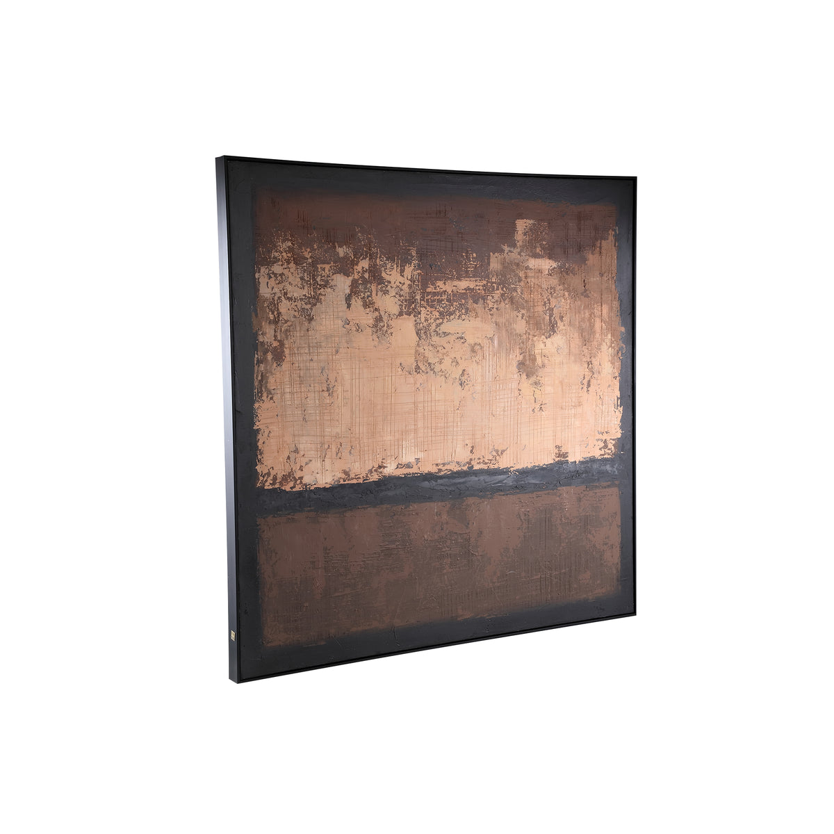 Panneau mural peint sur toile marron Asante, cadre carré PTMD