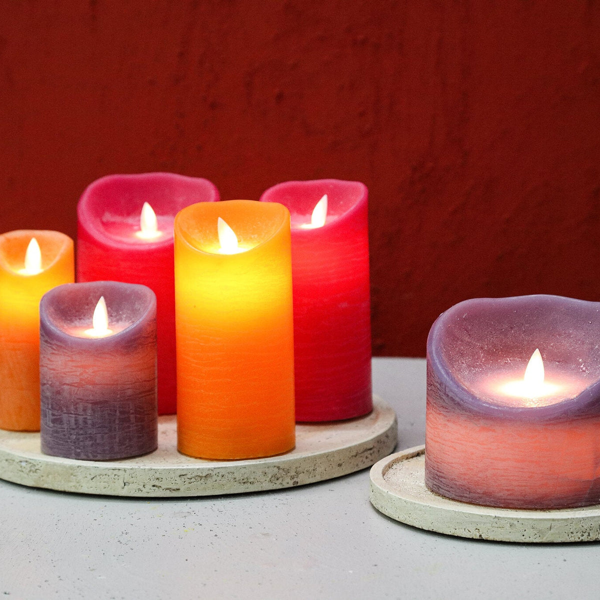 Lot de 5 bougies LED lilas rustique PTMD
