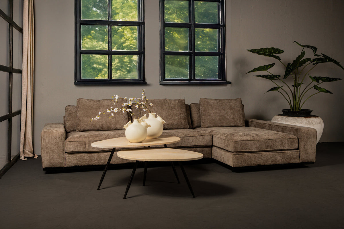 Table basse Veria en marbre beige, lot de 2 PTMD