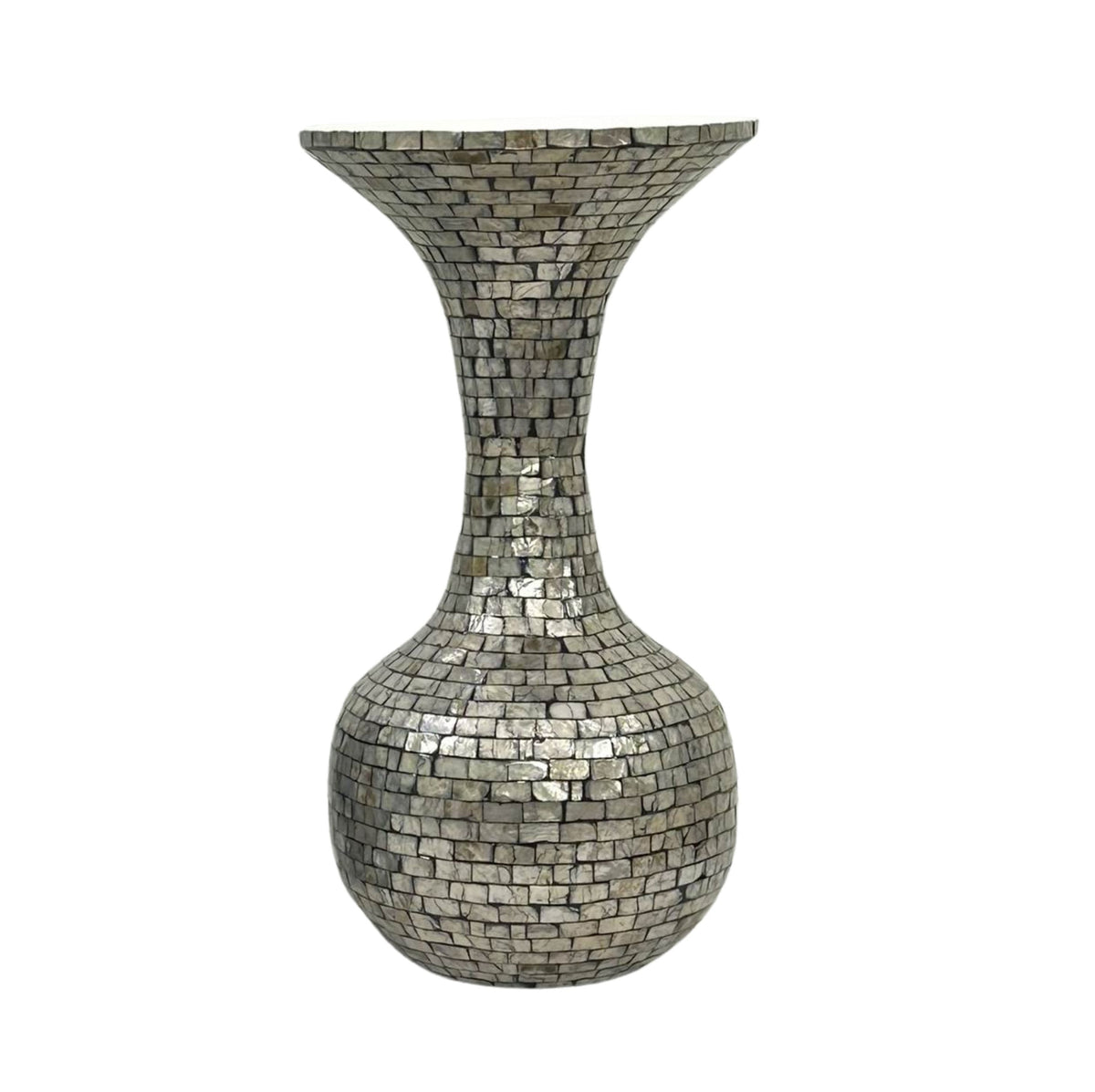 Vase Cherryl Champagne à col évasé en papier Capiz poudre, petit PTMD