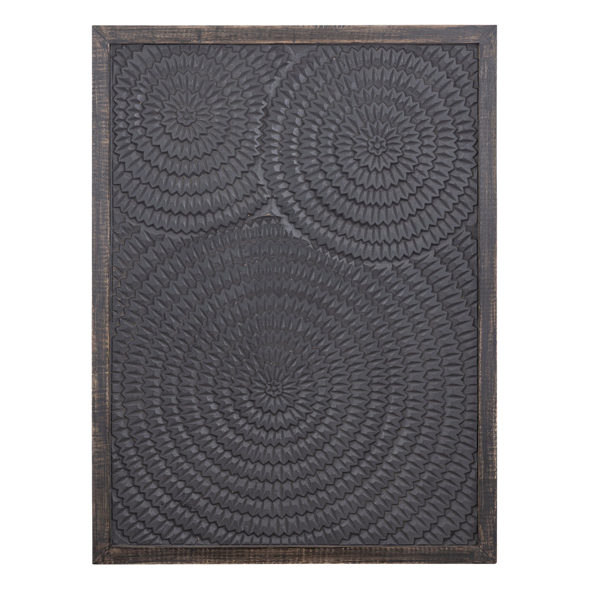 Panneau mural rectangulaire en bois noir Levya Motif rond PTMD