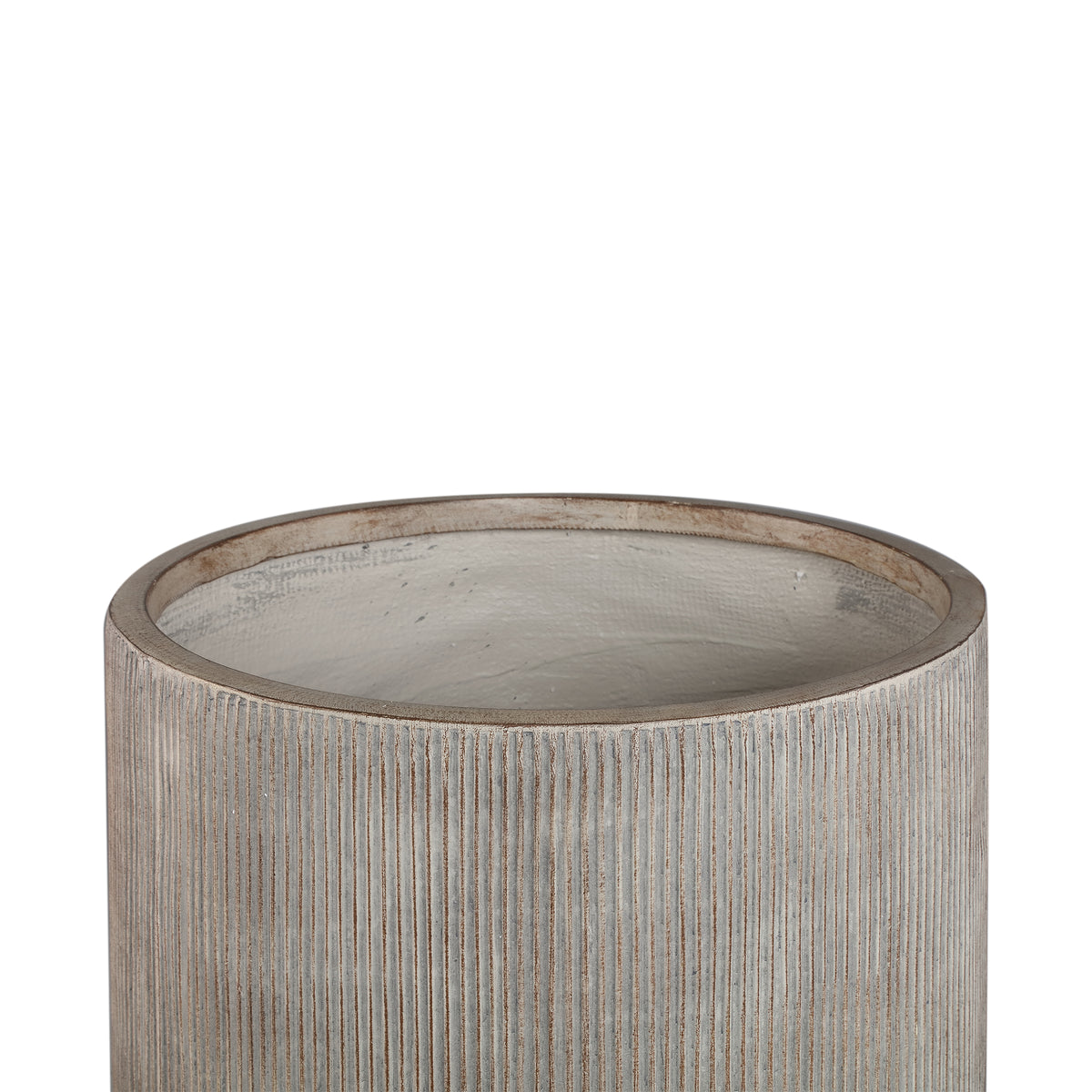 Lot de 3 pots Olav en fibre-ciment marron clair PTMD bas