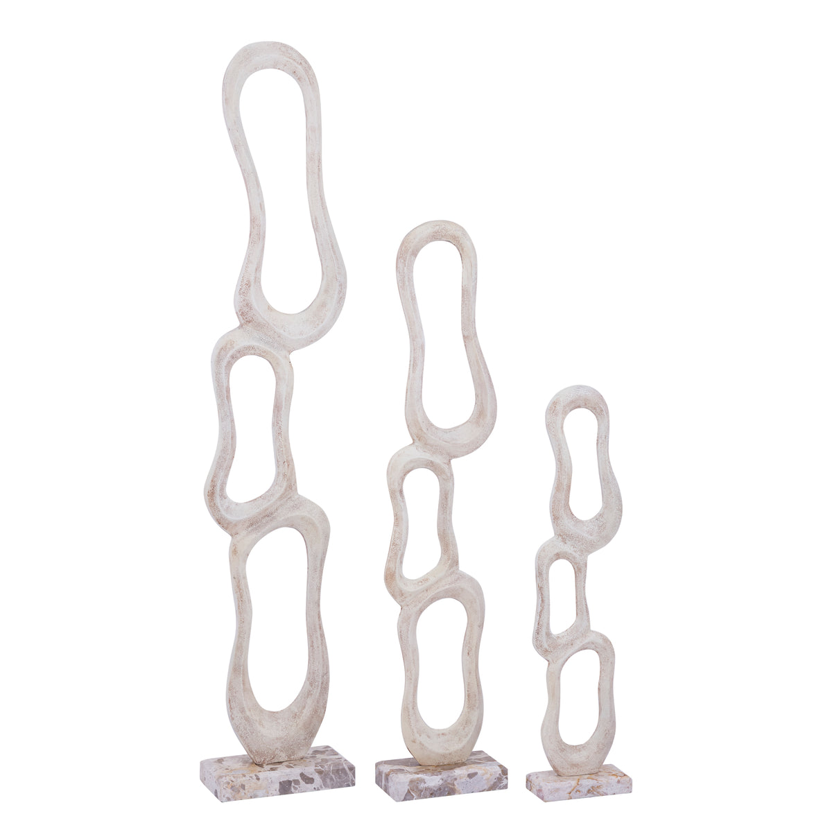 Statue Camare Design Abstrait Aluminium Coulé Beige Petit PTMD