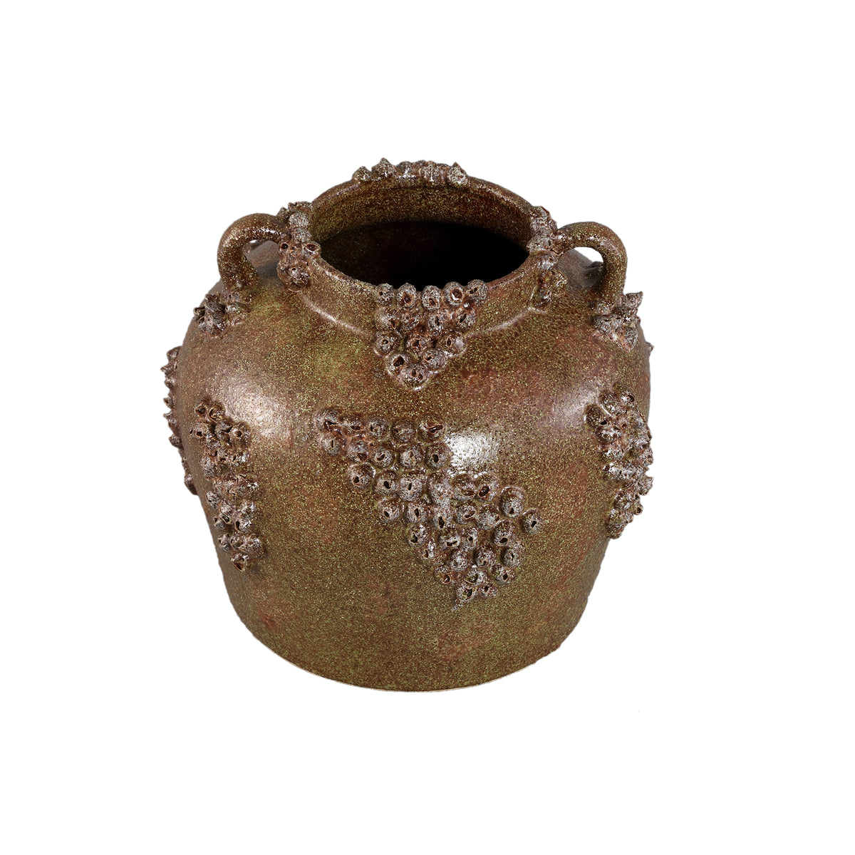 Pot en céramique vert Deisy avec anses Rough Coral L PTMD