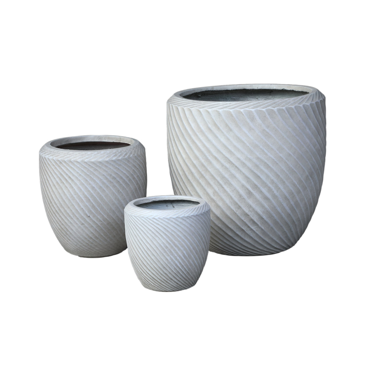 Pot rond bas Nikol beige GRC motif ondulé SV3 PTMD