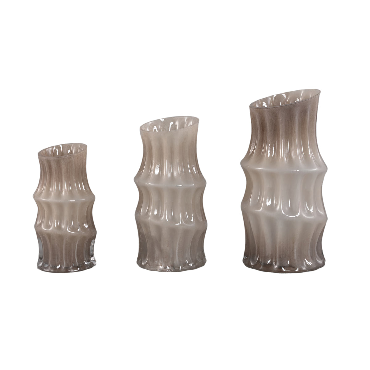 Anvi Vase en verre uni crème de forme angulaire ronde grande taille PTMD