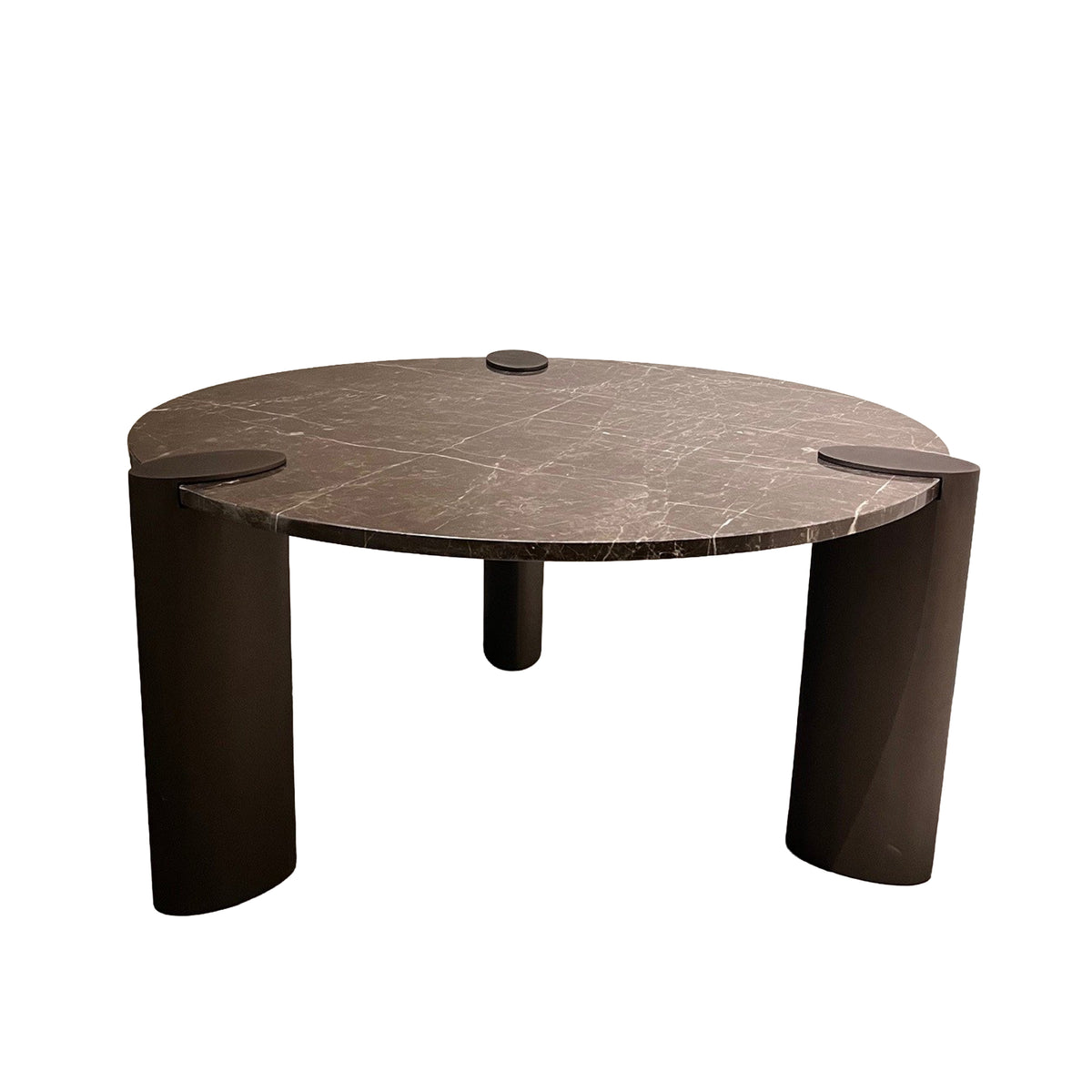 Table basse Ora marron basse plateau en marbre métal PTMD