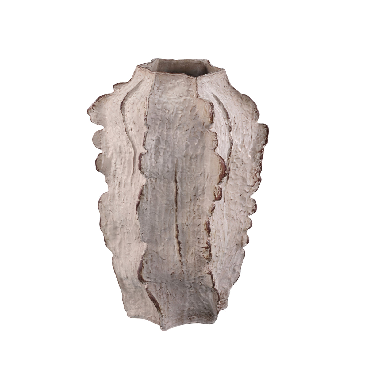 Vase angulaire en céramique beige Talan côtelé L PTMD