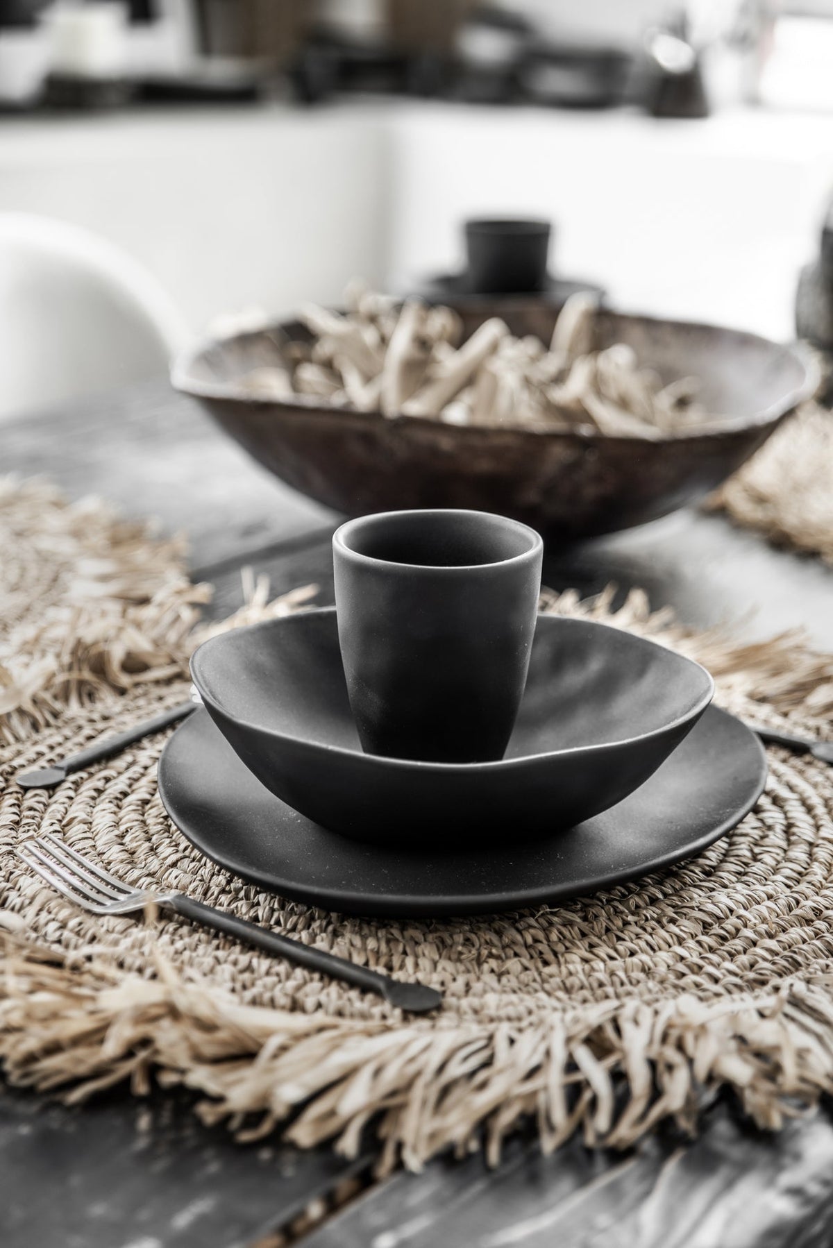 Set de table rond en raphia à franges - Naturel Bazar Bizar