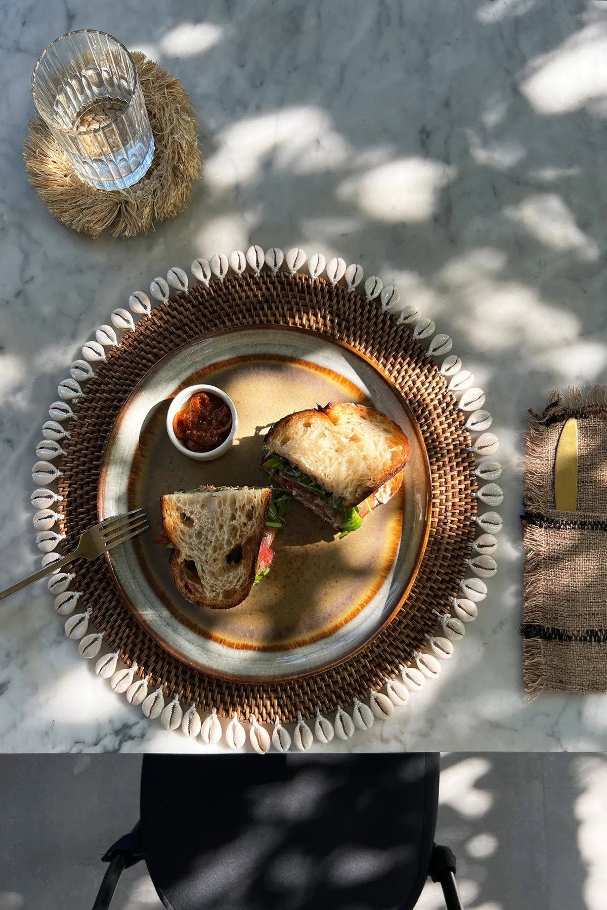 Le set de table Colonial Shell marron naturel Bazar Bizar