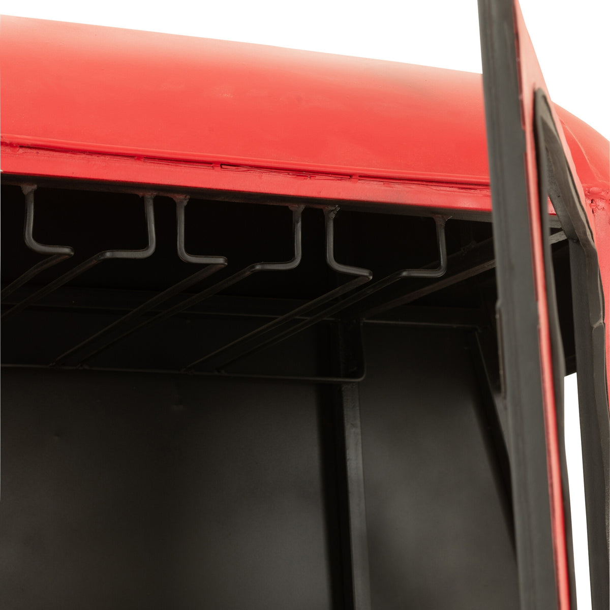 Meuble de bar Wagon Câble Fer/Bois de manguier Rouge J-Line
