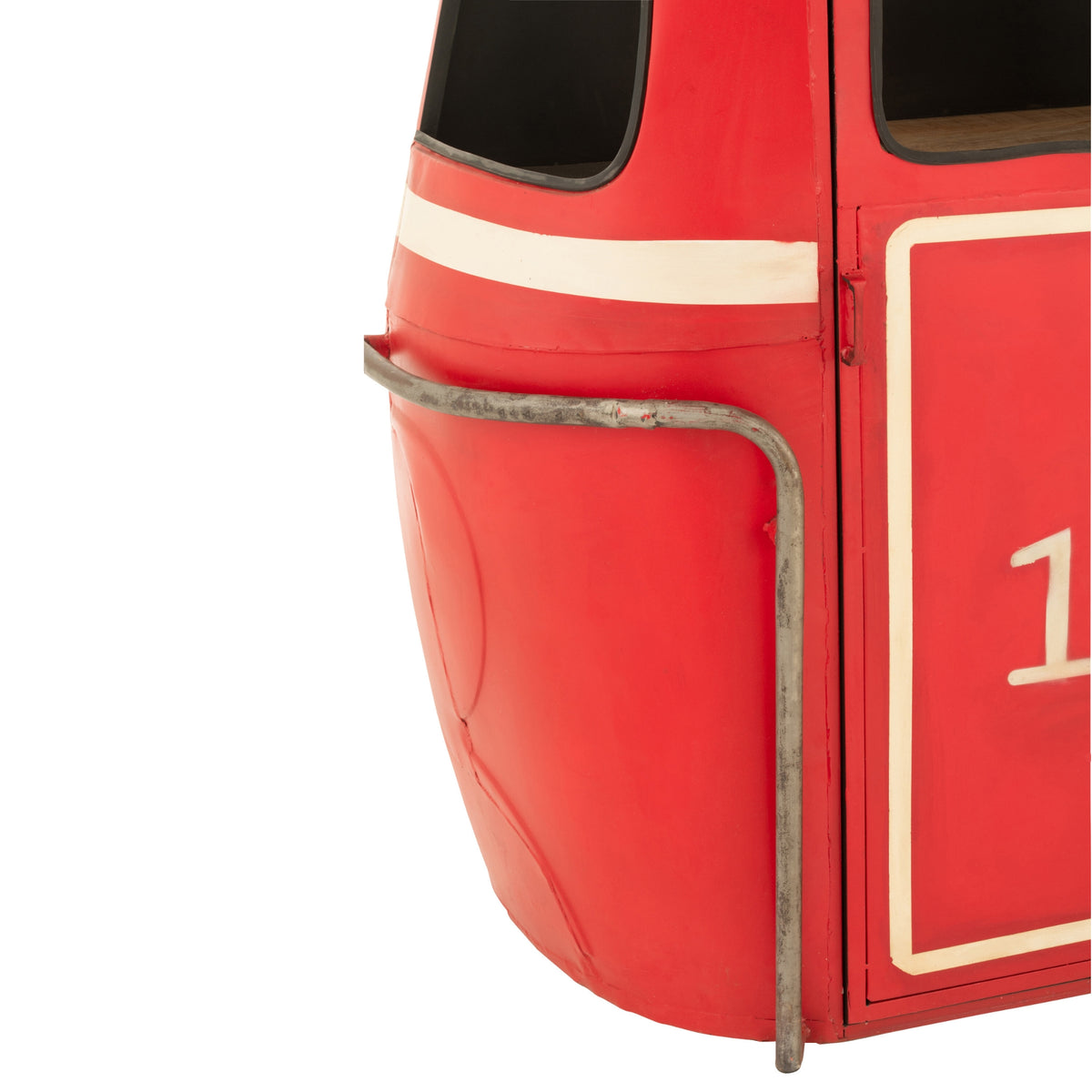 Meuble de bar Wagon Câble Fer/Bois de manguier Rouge J-Line