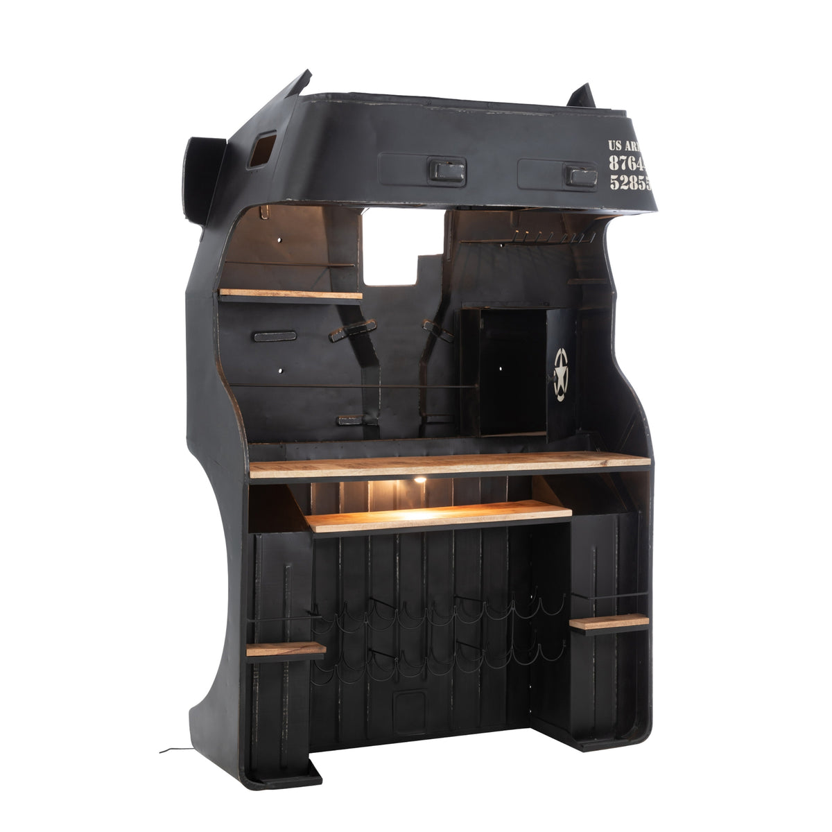 Meuble de bar Camion Fer/Bois de manguier Noir J-Line