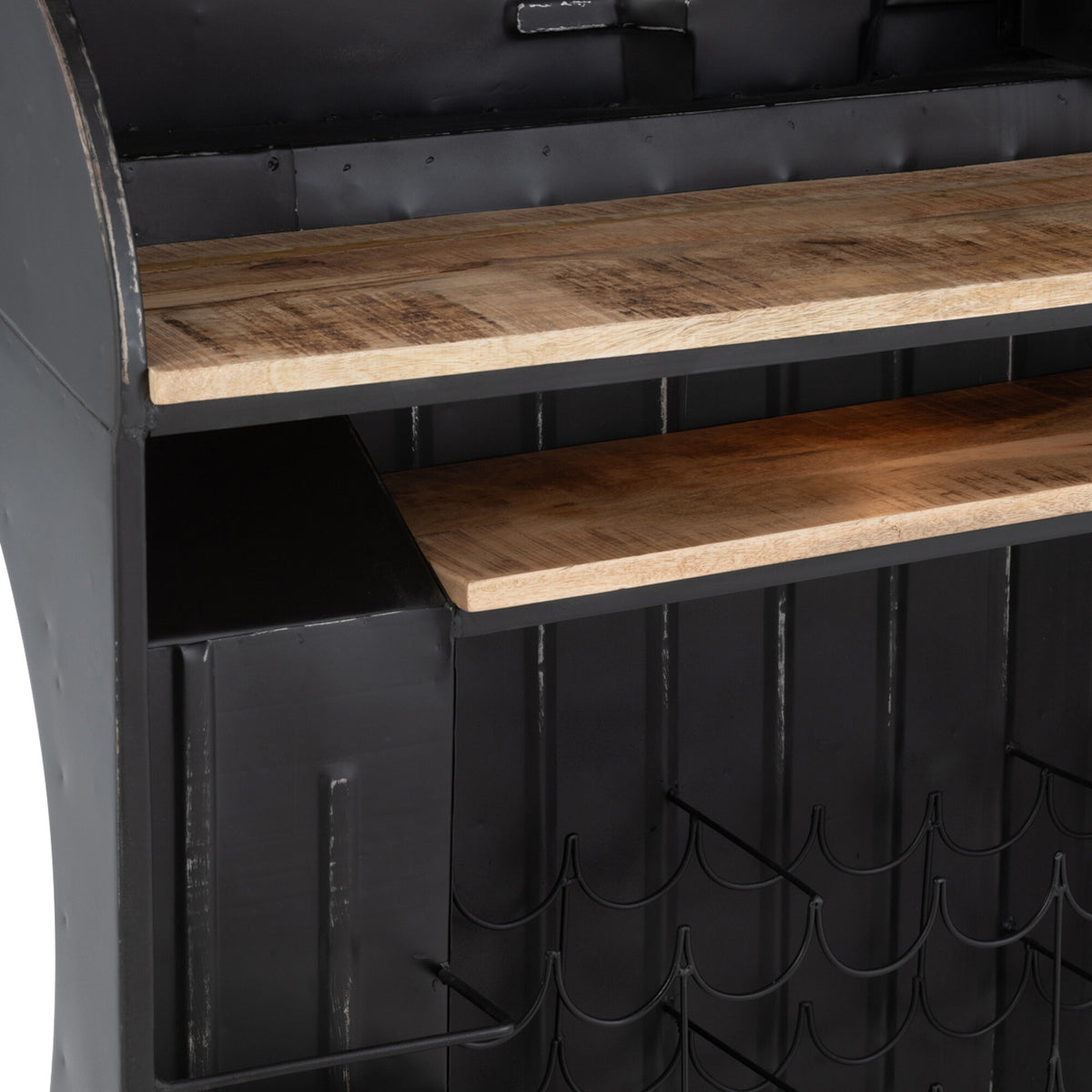 Meuble de bar Camion Fer/Bois de manguier Noir J-Line
