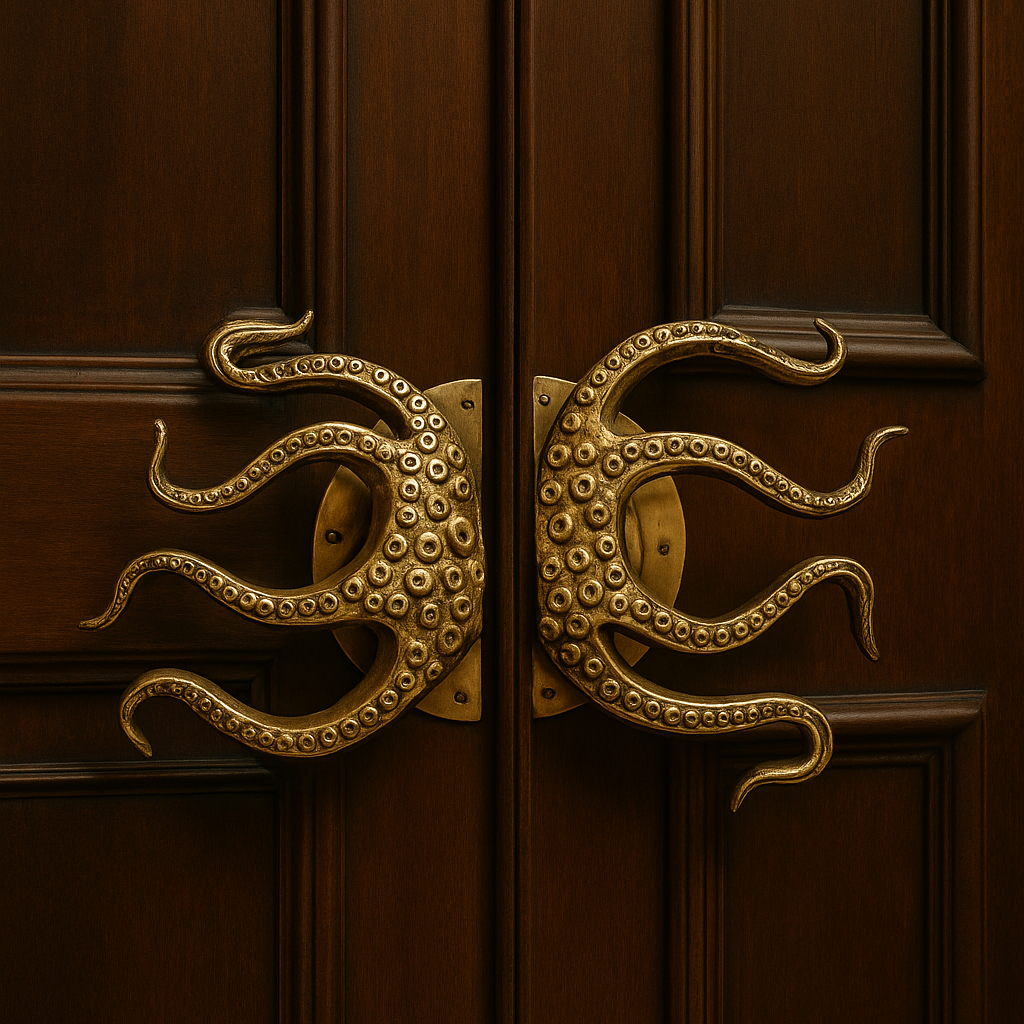 Ensemble unique de boutons de porte en laiton Octopus de 2 Pole to Pole