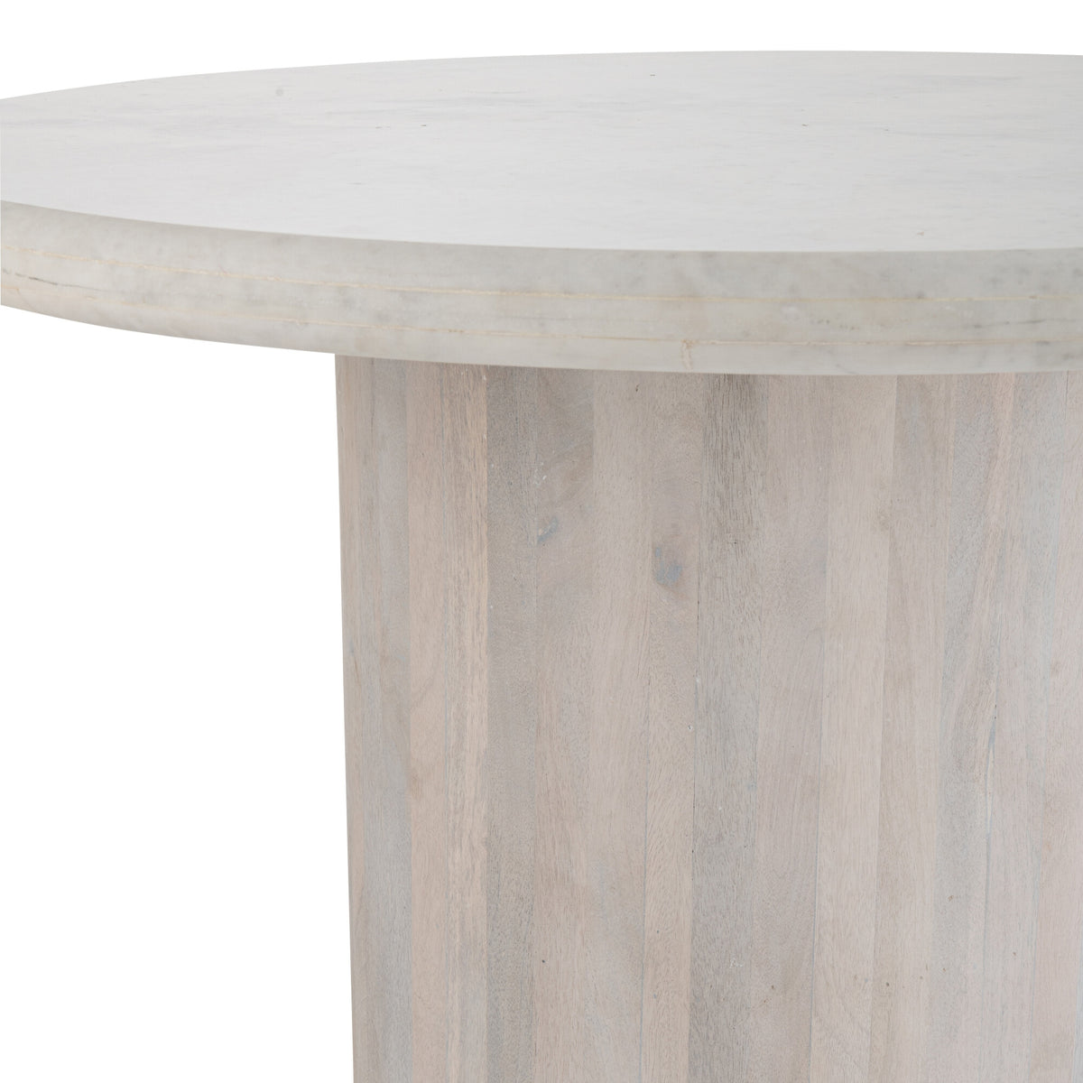 Table à manger ronde en marbre blanc cassé, grande, J-Line