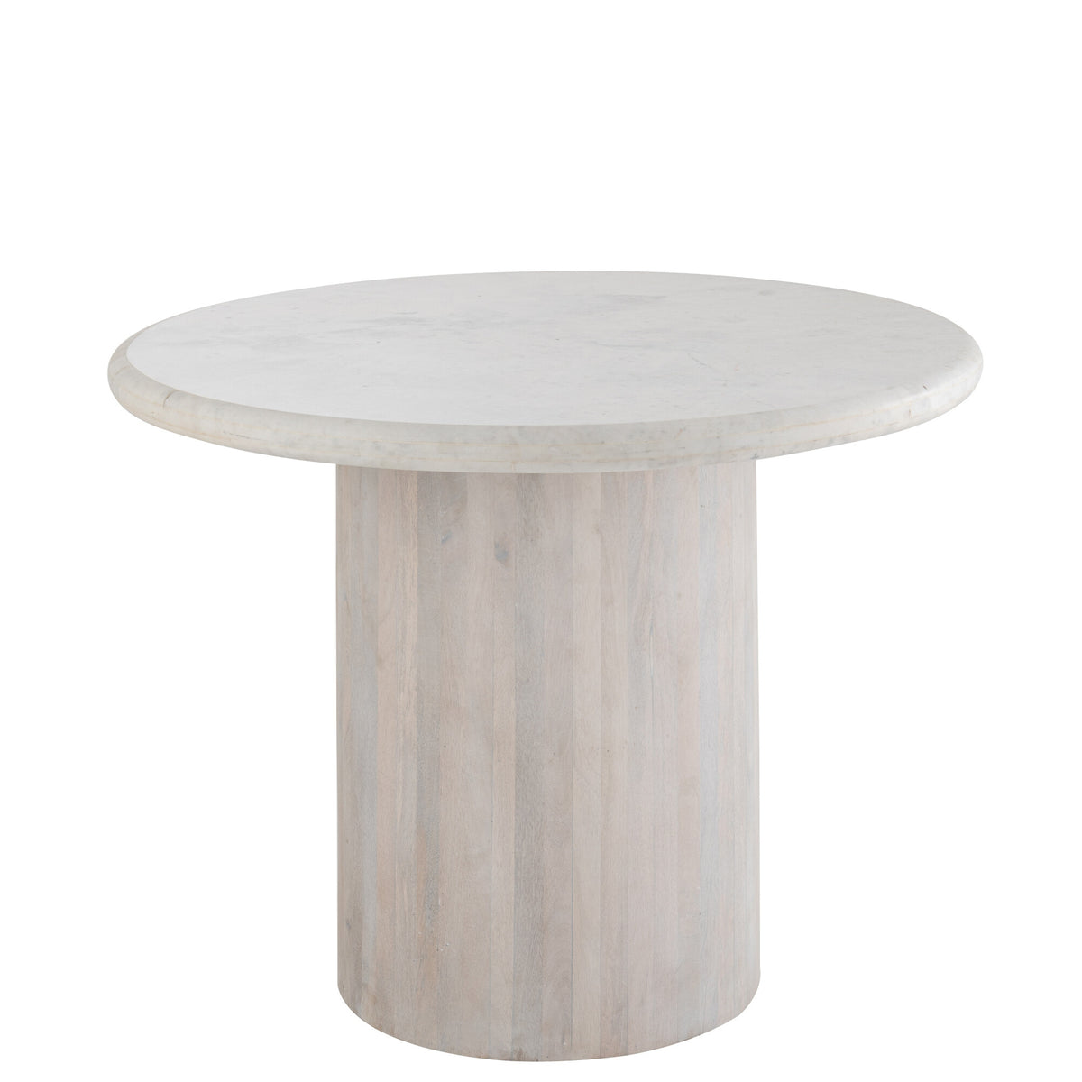 Table à manger ronde en marbre blanc cassé, grande, J-Line