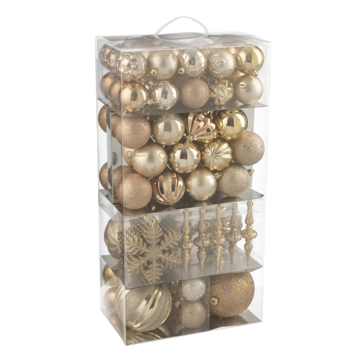 Boîte de 80 boules de Noël en plastique beige/écru J-Line