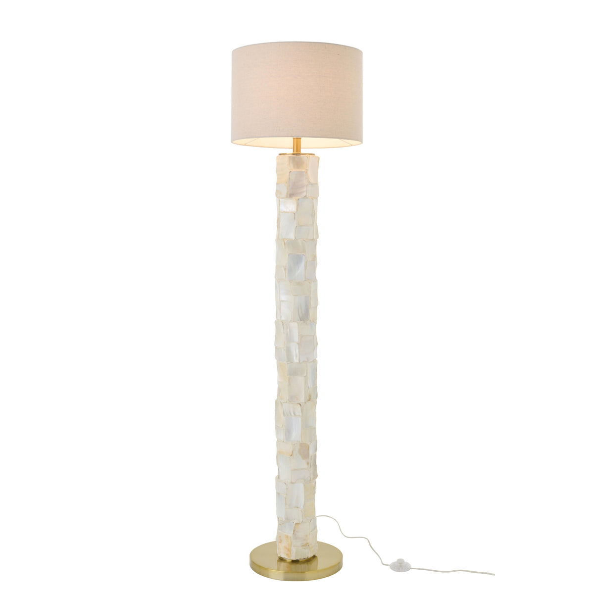 Lampadaire effet nacré coquillage blanc cassé/beige clair J-Line