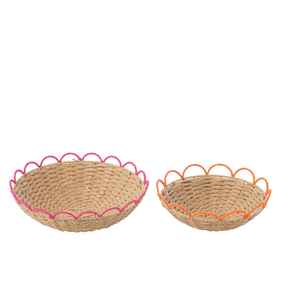 Lot de 2 plateaux décoratifs en papier rose/orange J-Line