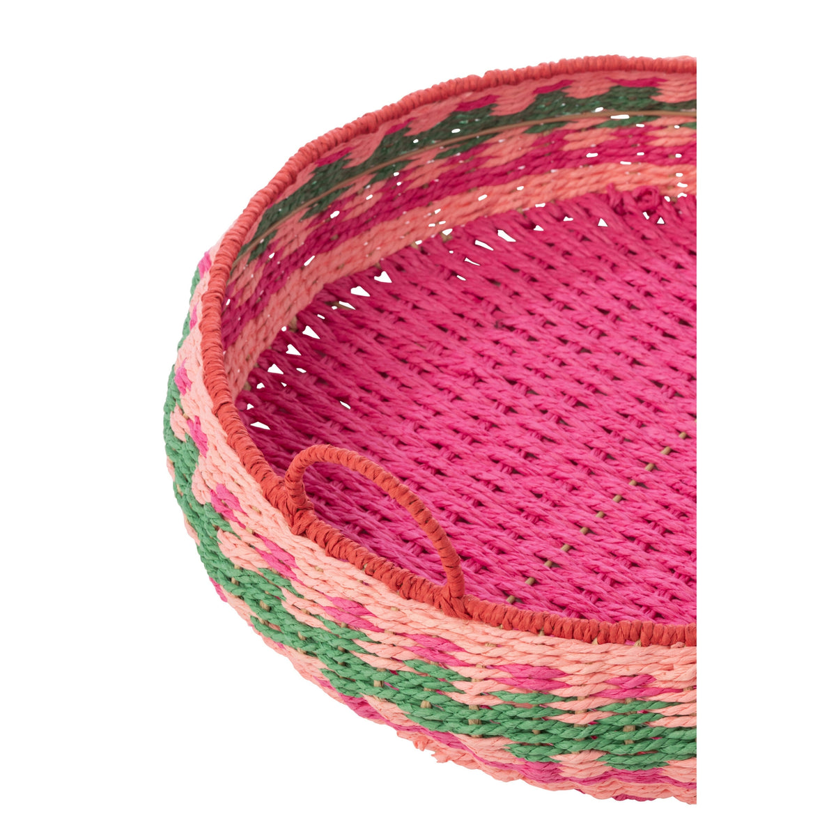 Lot De 2 Plateaux Décoratifs Avec Poignées Ronds Papier Multi