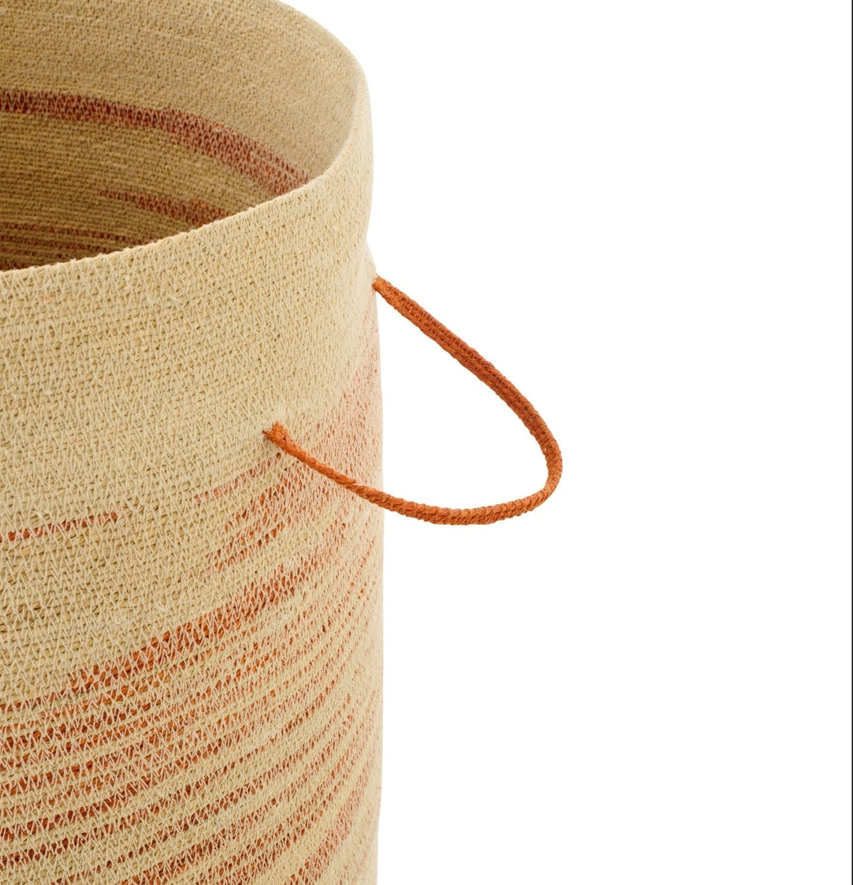 Panier Avec Poignée + Couvercle Rayé Jute Naturel/Orange Foncé J-Line