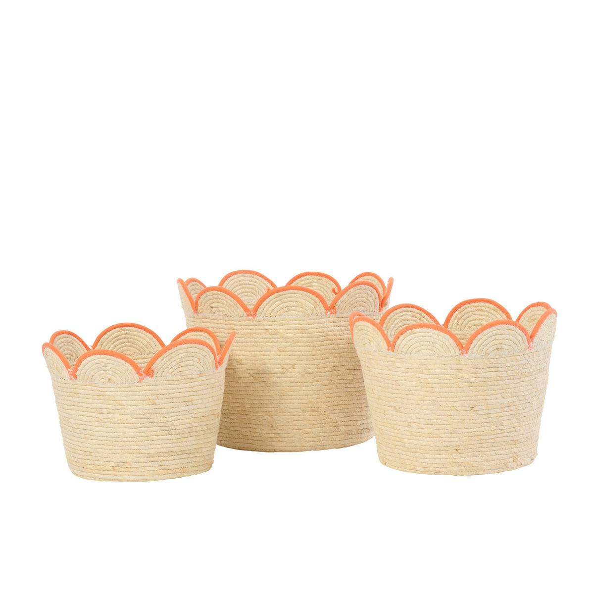 Lot de 3 paniers fleurs de maïs naturel/orange J-Line