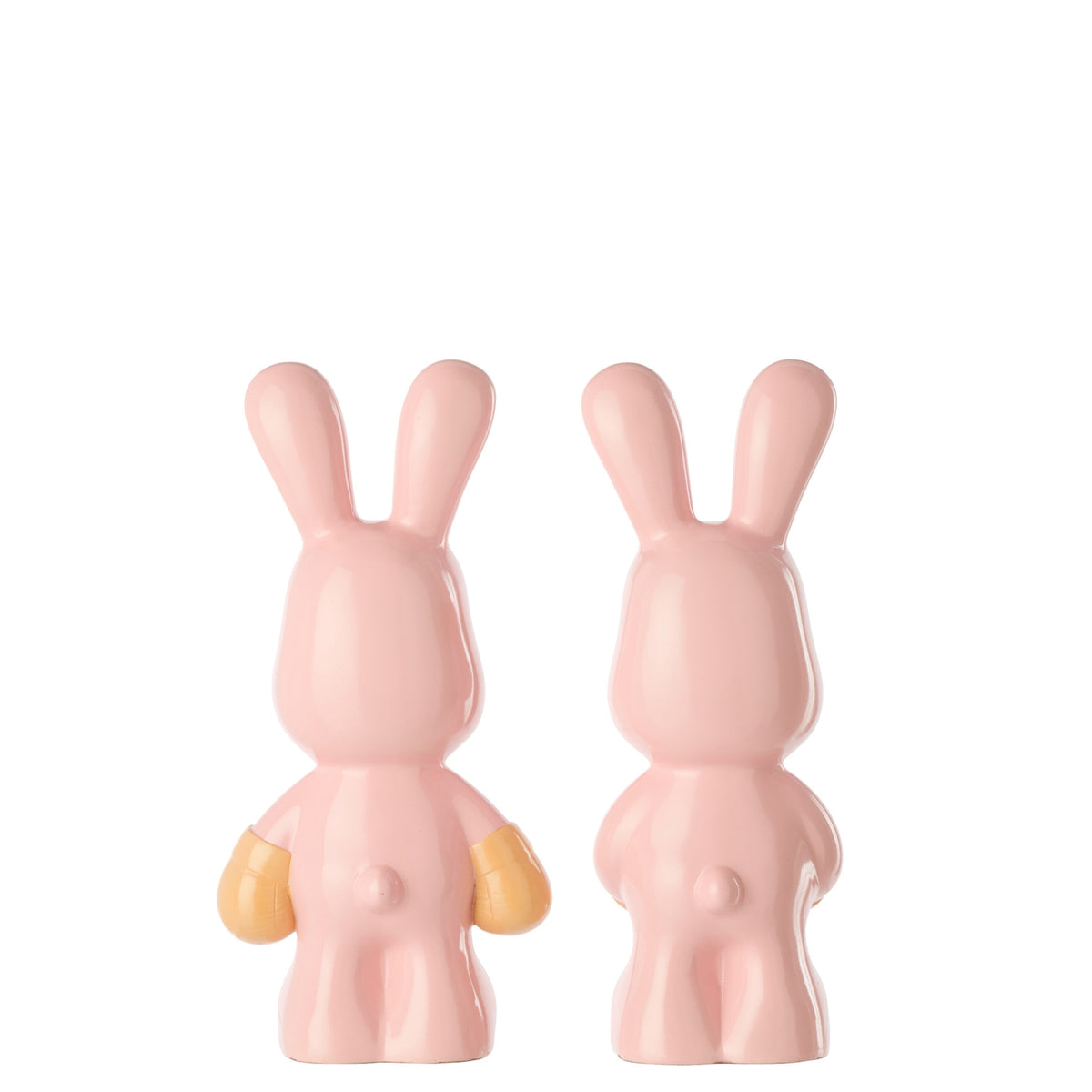 Lapin Ray Boxe en polyrésine rose clair/abricot, lot de 2 J-Line