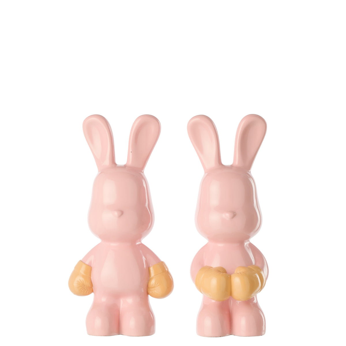 Lapin Ray Boxe en polyrésine rose clair/abricot, lot de 2 J-Line