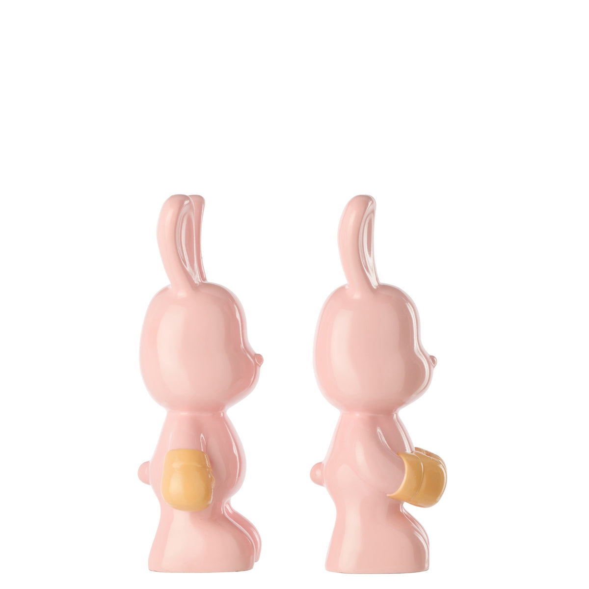 Lapin Ray Boxe en polyrésine rose clair/abricot, lot de 2 J-Line
