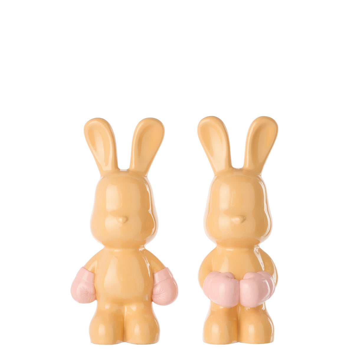 Lapin June Boxe en polyrésine Abricot/Rose clair Assortiment de 2 J-Line