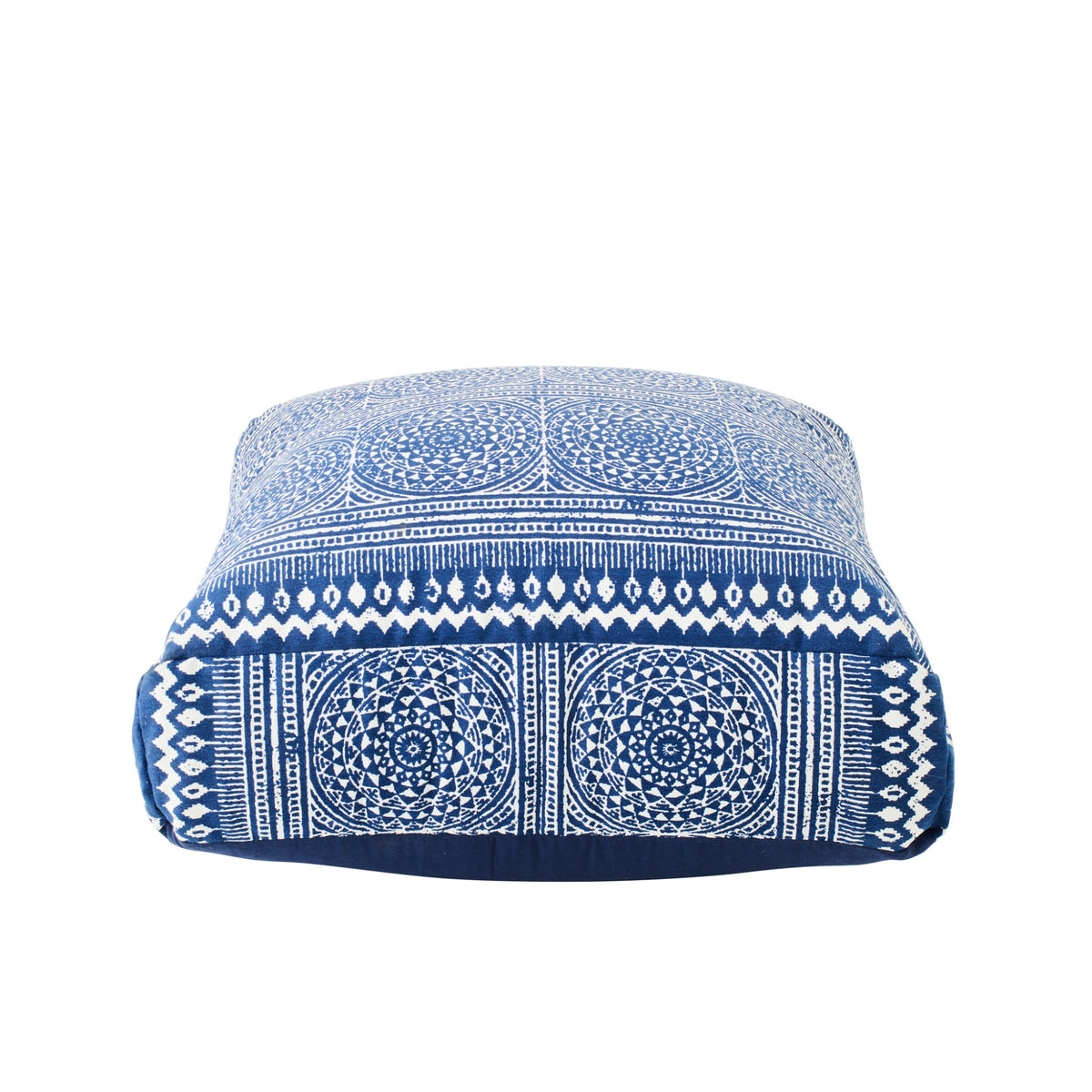 Pouf Mosaïque Coton Bleu/Blanc J-Line