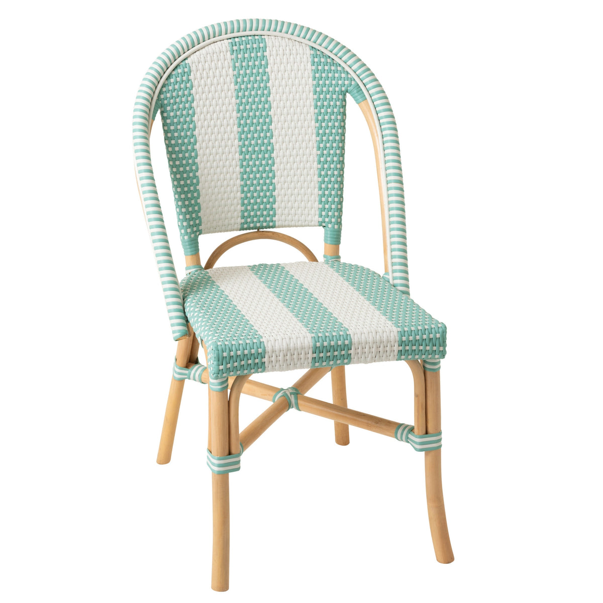 Chaise en rotin rayée bleu clair/blanc J-Line