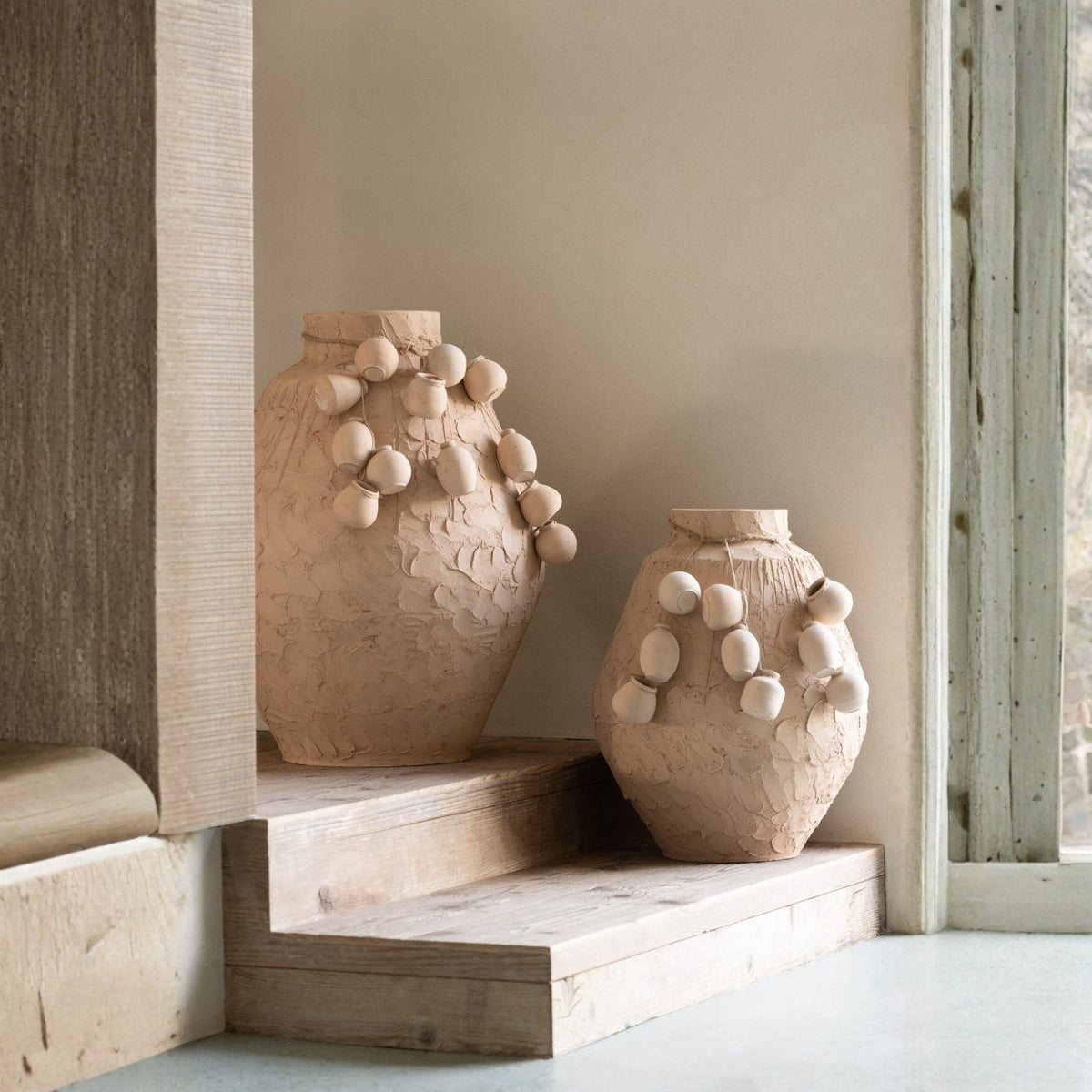 Pot + Pots suspendus Argile Naturel Petit