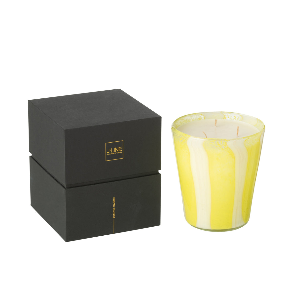 Bougie parfumée Noa Rayures Jaune Moyenne - 68heures J-Line