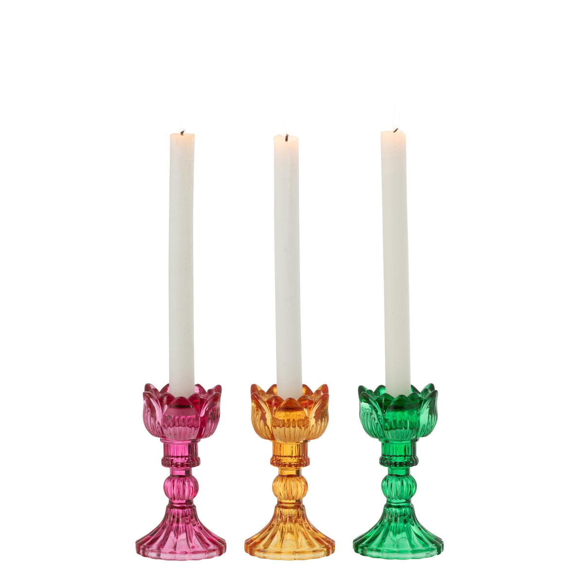 Lot de 3 bougeoirs Rose Verre Mix J-Line